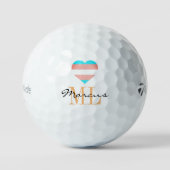 Transgender Flag, Herz & Pride Golf mit Monogramm Golfball (Vorderseite)