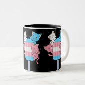 Transgender Flag Katzen und ein Popsiv Zweifarbige Tasse (VorderseiteRechts)
