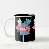 Transgender Flag Katzen und ein Popsiv Zweifarbige Tasse (Links)