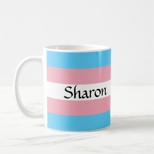 Transgender-Flag mit Ihrer Name-Tasse Kaffeetasse (Links)