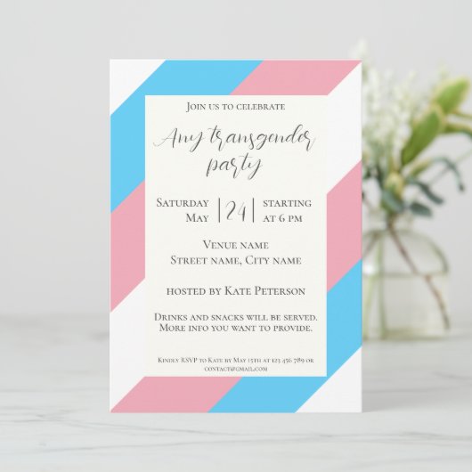 Transgender-Flag-Party Einladung (Stehend Vorderseite)