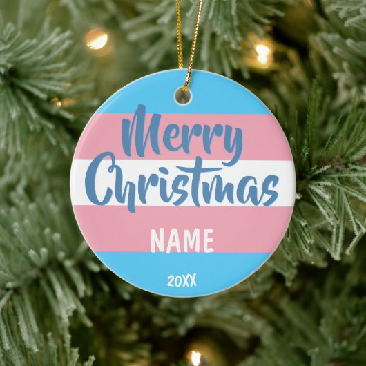 Transgender Flag Personalisierte Weihnachten Keramik Ornament (Baum)