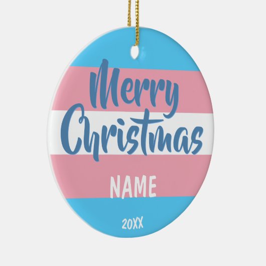 Transgender Flag Personalisierte Weihnachten Keramik Ornament (Rechts)