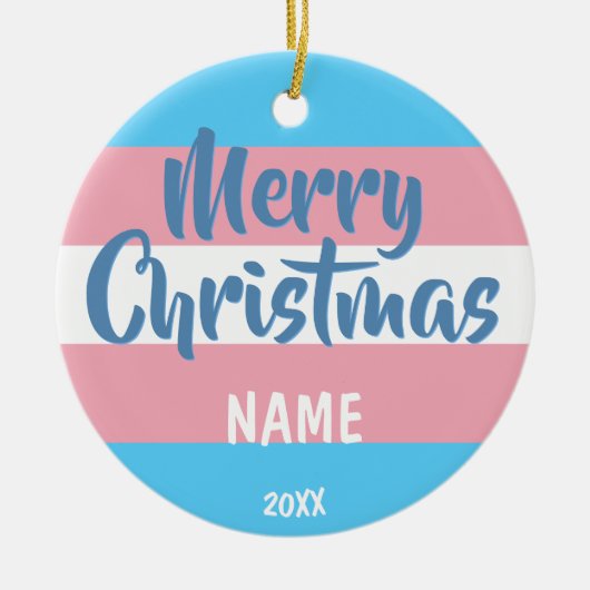 Transgender Flag Personalisierte Weihnachten Keramik Ornament (Vorne)