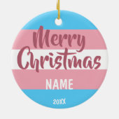 Transgender Flag Personalisierte Weihnachtsfeier K Keramik Ornament (Hinten)