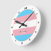 Transgender Flag & Pride Community / mit Monogramm Runde Wanduhr (Winkel)