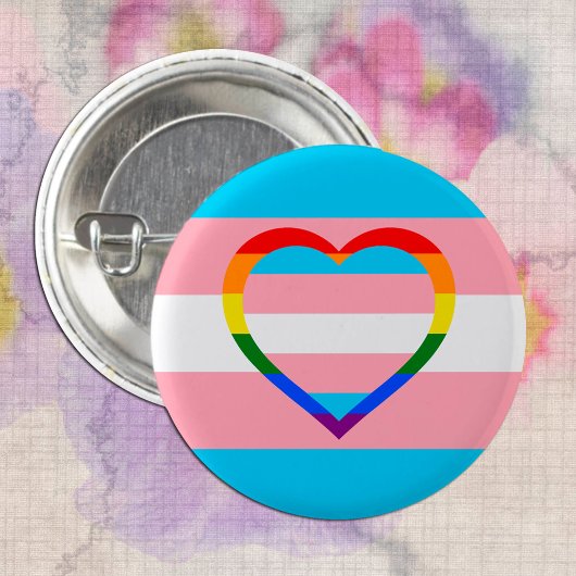 Transgender-Flag, Regenbogenherz & -stolz /Geschle Button
