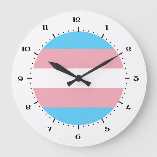 Transgender-Flag-Uhr Große Wanduhr (Vorderseite)