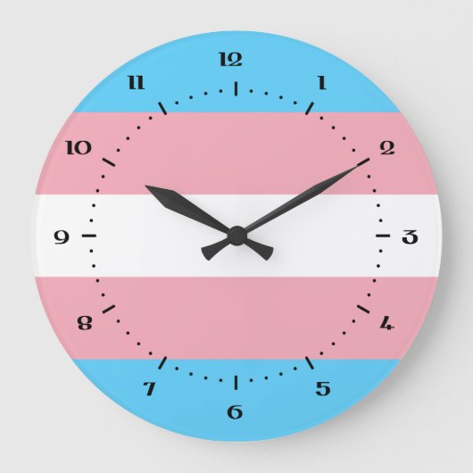 Transgender-Flag-Uhr Große Wanduhr (Vorderseite)