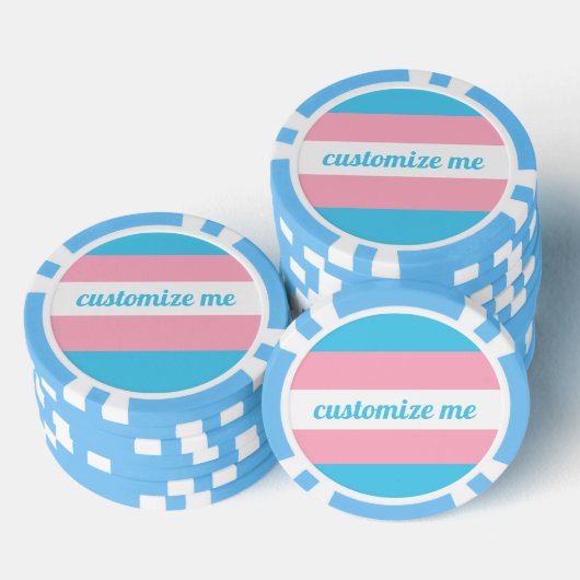 Transgender-Flagge angepasst Pokerchips (Stapel)