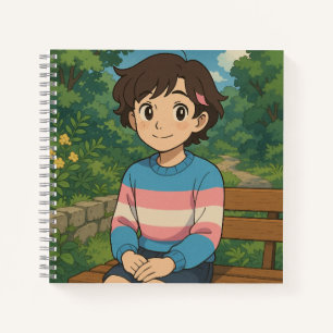 Transgender-Flagge Anime-Person LGBTQIA+ Notizblock