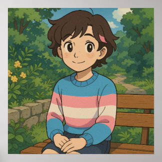 Transgender-Flagge Anime-Person | LGBTQIA+  Poster