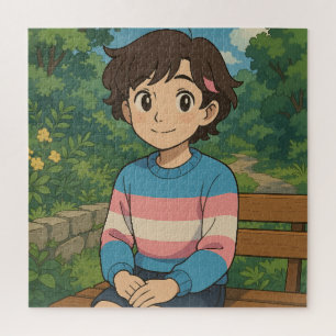 Transgender-Flagge Anime-Person LGBTQIA+ Puzzle
