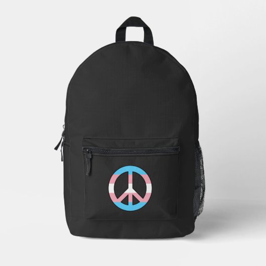 Transgender-Flagge Friedenszeichen Bedruckter Rucksack (Vorderseite)