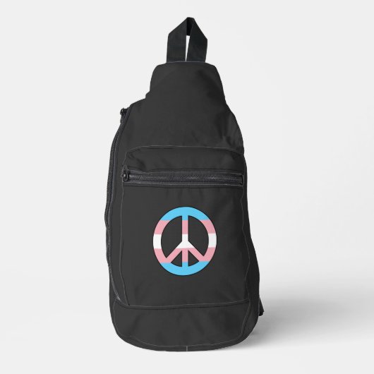 Transgender-Flagge Friedenszeichen Crossbody Bag (Vorderseite)