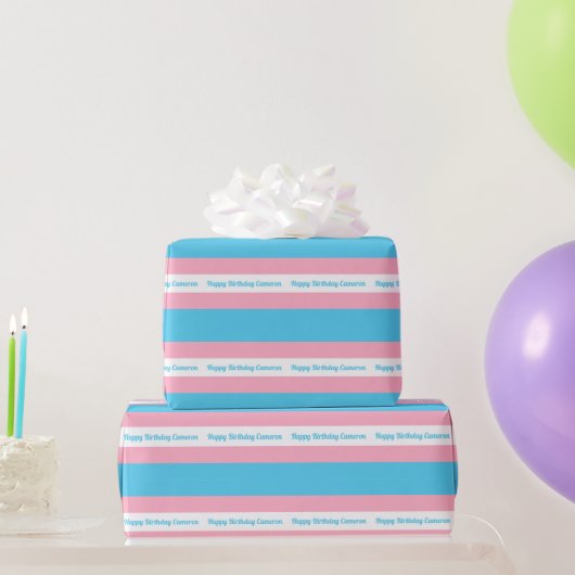 Transgender-Flagge Personalisierter Geburtstag Geschenkpapier (Partygeschenke)