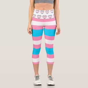 Transgender-Flagge Pink, Weiß und Blau LGBTQIA+ Capri Leggings