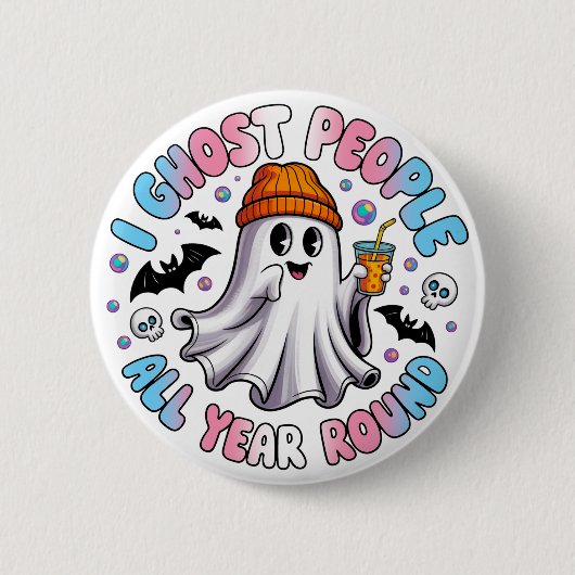 Transgender Funny Halloween – Ich spuke Leute Button (Vorderseite)