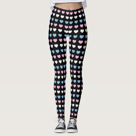 Transgender Hearts Pattern Leggings (Vorderseite)