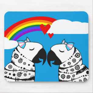 Transgender Lesbian Parrots Couple Mousepad