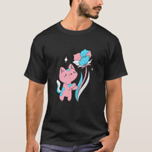 Transgender Little Cat Flower Transsexuell Flagge T-Shirt