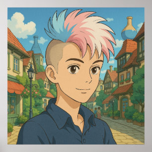 Transgender mit Mohawk Anime Person LGBTQIA+ Poster