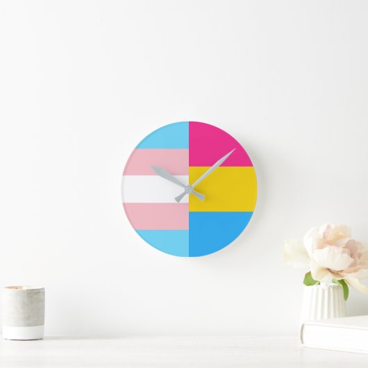 Transgender Pansexual Dual Pride Flag Runde Wanduhr (Zuhause)