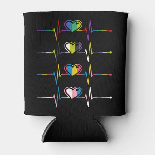 Transgender Pansexual Non Binary Flag Heartbeat Dosenkühler (Vorderseite)
