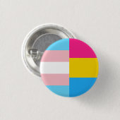 Transgender-Pansexuelle Doppel-Stolzflagge Button (Vorne & Hinten)
