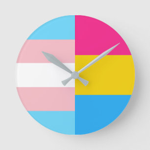 Transgender-Pansexuelle Doppel-Stolzflagge Runde Wanduhr