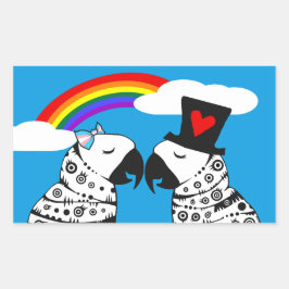 Transgender Parrot Girl mit Boyfriend Rechteckiger Aufkleber