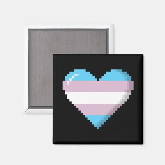 Transgender Pride 8-Bit Pixel Herz Magnet (Vorderseite/Rückseite)
