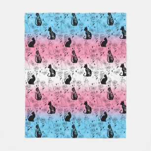 Transgender Pride Black Cat - Mystische Hexe Fleecedecke