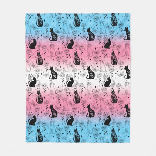Transgender Pride Black Cat - Mystische Hexe Fleecedecke (Vorderseite)