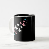 Transgender Pride Butterfly Trail Zweifarbige Tasse (Vorderseite Links)
