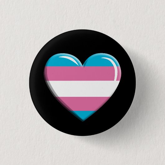 Transgender Pride Flag Herz geformt Button (Vorderseite)