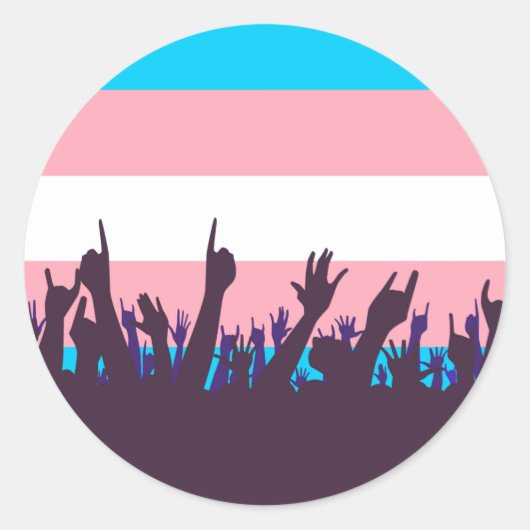Transgender-Pride-Flag mit Wellenhand Runder Aufkleber (Vorderseite)