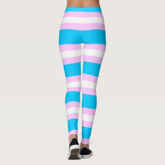 Transgender-Pride-Flag - Rosa, Blau, Weißer Streif Leggings (Rückseite)