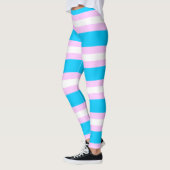 Transgender-Pride-Flag - Rosa, Blau, Weißer Streif Leggings (Links)