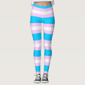 Transgender-Pride-Flag - Rosa, Blau, Weißer Streif Leggings (Vorderseite)