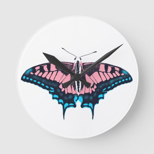 Transgender Pride Flag Swallowtail Butterfly Runde Wanduhr (Vorderseite)