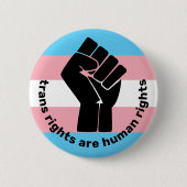 Transgender Pride Flag w Raised Fist Trans Rechte Button (Vorderseite)