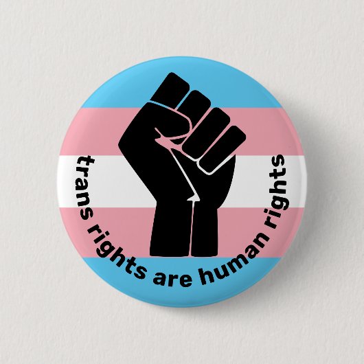 Transgender Pride Flag w Raised Fist Trans Rechte Button (Vorderseite)
