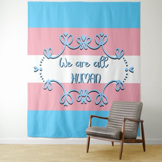 Transgender-Pride-Flag Wir sind alle menschliche T Wandteppich (Beispiel)