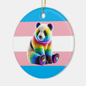 Transgender Pride Flag with Rainbow Panda Keramik Ornament (Links)