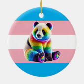 Transgender Pride Flag with Rainbow Panda Keramik Ornament (Hinten)
