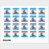 Transgender Pride Flag with Rainbow Panda Quadratischer Aufkleber (Blatt)