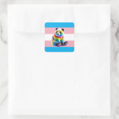Transgender Pride Flag with Rainbow Panda Quadratischer Aufkleber (Tasche)