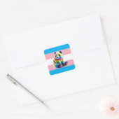 Transgender Pride Flag with Rainbow Panda Quadratischer Aufkleber (Umschlag)