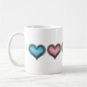 Transgender Pride Hearts mit Chrome Frames Kaffeetasse (Links)